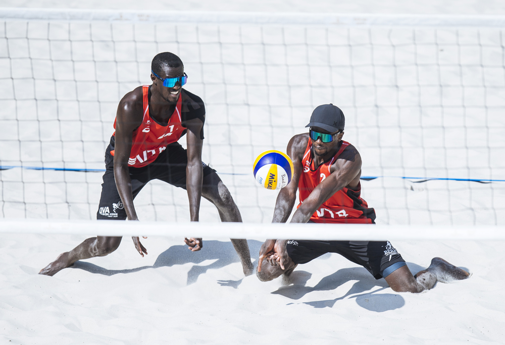 Qatar’s Cherif Younousse (left) and Ahmed Tijan in action, in this file photo.