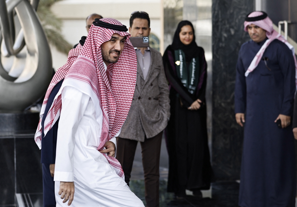 Saudi Arabia's minister of sports, Prince Abdulaziz bin Turki Al Saud arrives for the 33rd AFC Congress at the Gulf Hotel, Manama, Bahrain on February 1, 2023. REUTERS/Hamad I Mohammed