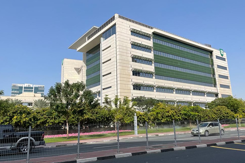 A picture taken on February 5, 2023 shows the American Hospital in Dubai where Pakistan's exiled former military ruler Pervez Musharraf died in the morning aged 79 after a long illness, according to the Pakistani army. (Photo by AFP)