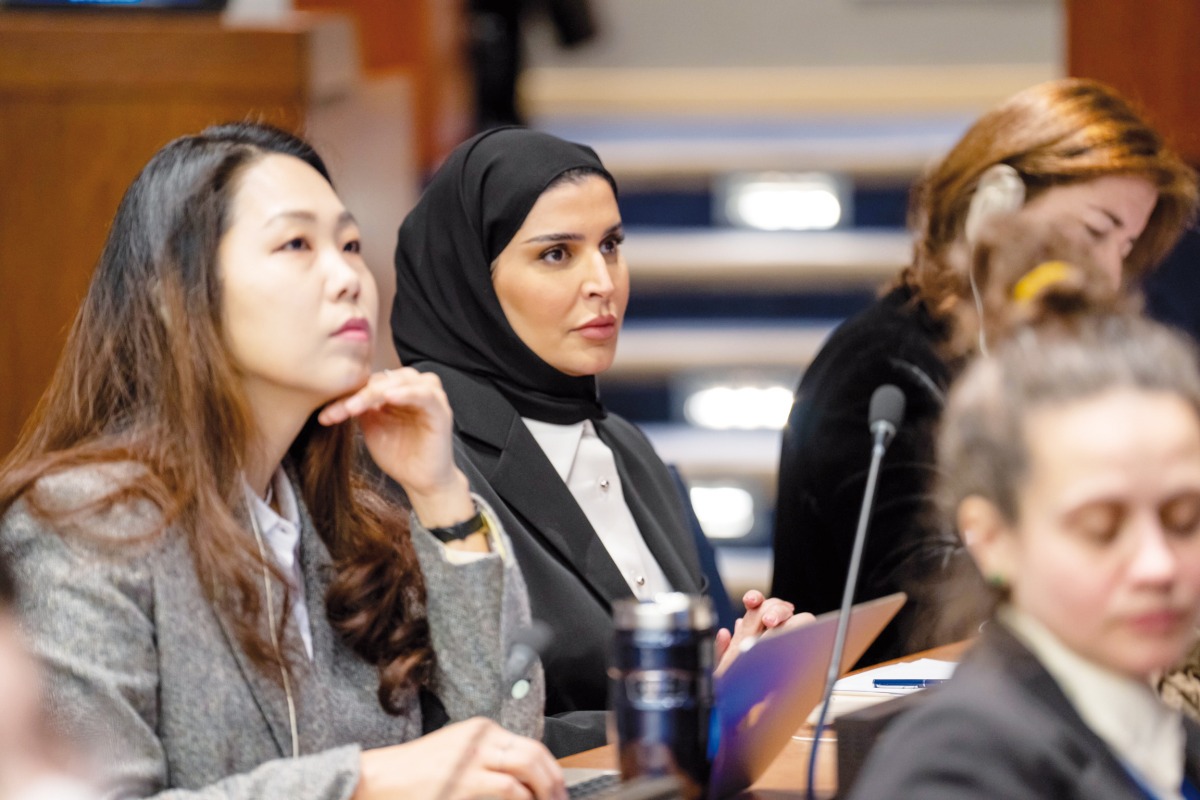 Minister of Social Development and Family H E Mariam bint Ali bin Nasser Al Misned (centre) at the session.