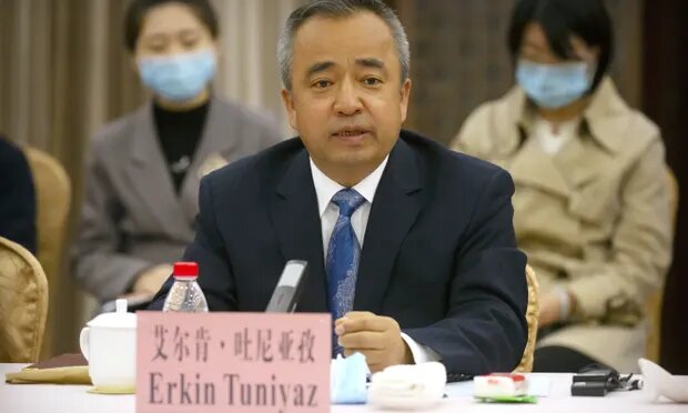 The cross-party group of MPs said Erkin Tuniyaz had played ‘a central role in the persecution of Uyghurs – crimes our own parliament has declared a genocide’. Photograph: Mark Schiefelbein/AP
