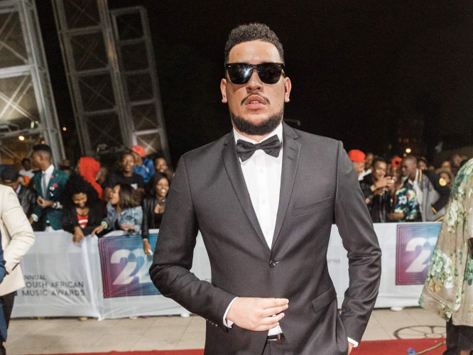 In this file photo taken on June 04, 2016 South African rap sensation Kiernan Forbes poses on the red carpet at the 22nd annual South African Music Awards (SAMAS) in Durban.(Photo by Rajesh Jantilal / AFP)
