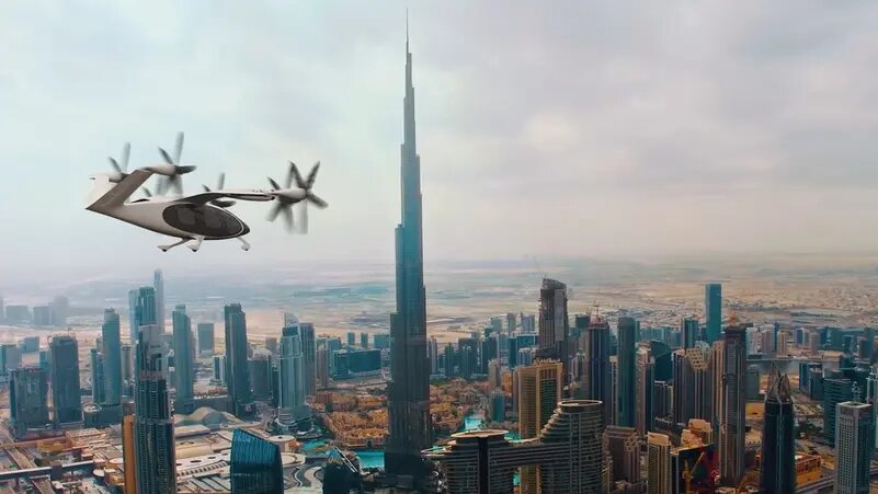 Dubai's flying taxis unveiled at the World Government Summit 2023. (Twitter)

