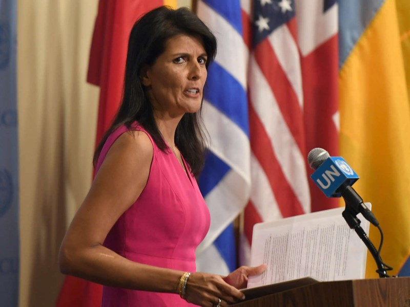 Former US ambassador to the UN Nikki Haley. File photo / AFP