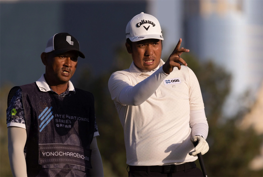 Thailand’s Suradit Yongcharoenchai during the International Series Qatar at the Doha Golf Club yesterday. PIC: Asian Tour