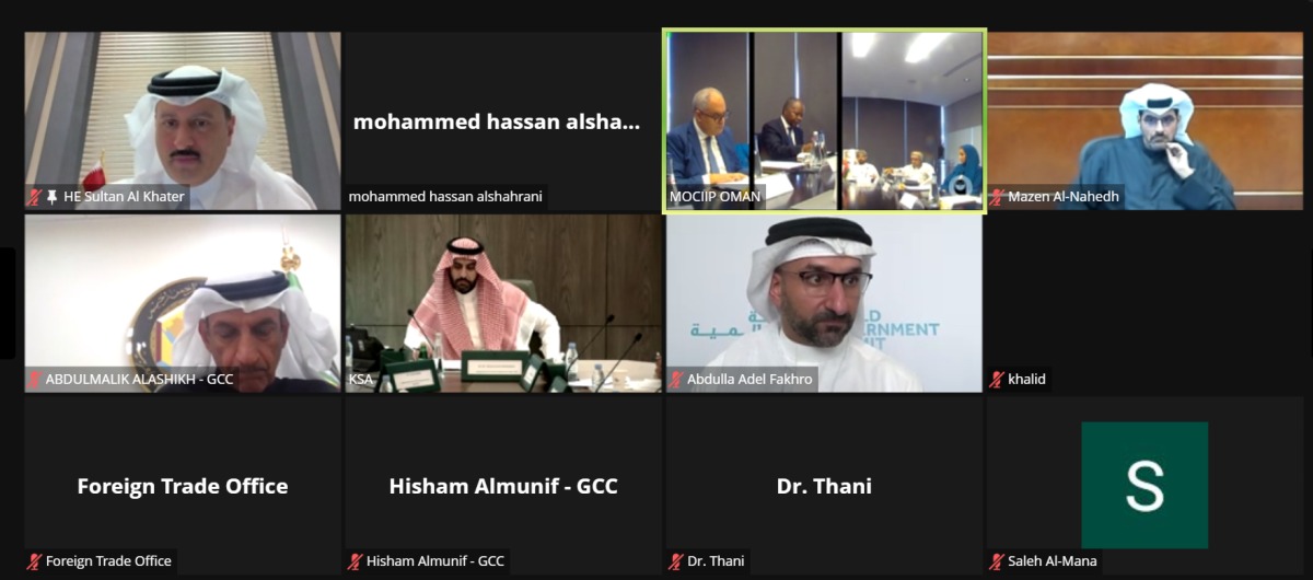 Undersecretary of the Ministry of Commerce and Industry H E Sultan bin Rashid Al Khater participates in the virtual meeting.
