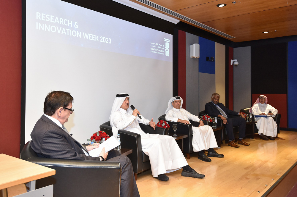 From left: Dr. Michael Phillips, Dr. Mohammed Yousef Al Mulla, Dr. Ibrahim bin Saleh Al Naimi, Dr. Hisham M Sabir and Dr. Salem Al Naemi during the panel discussion.