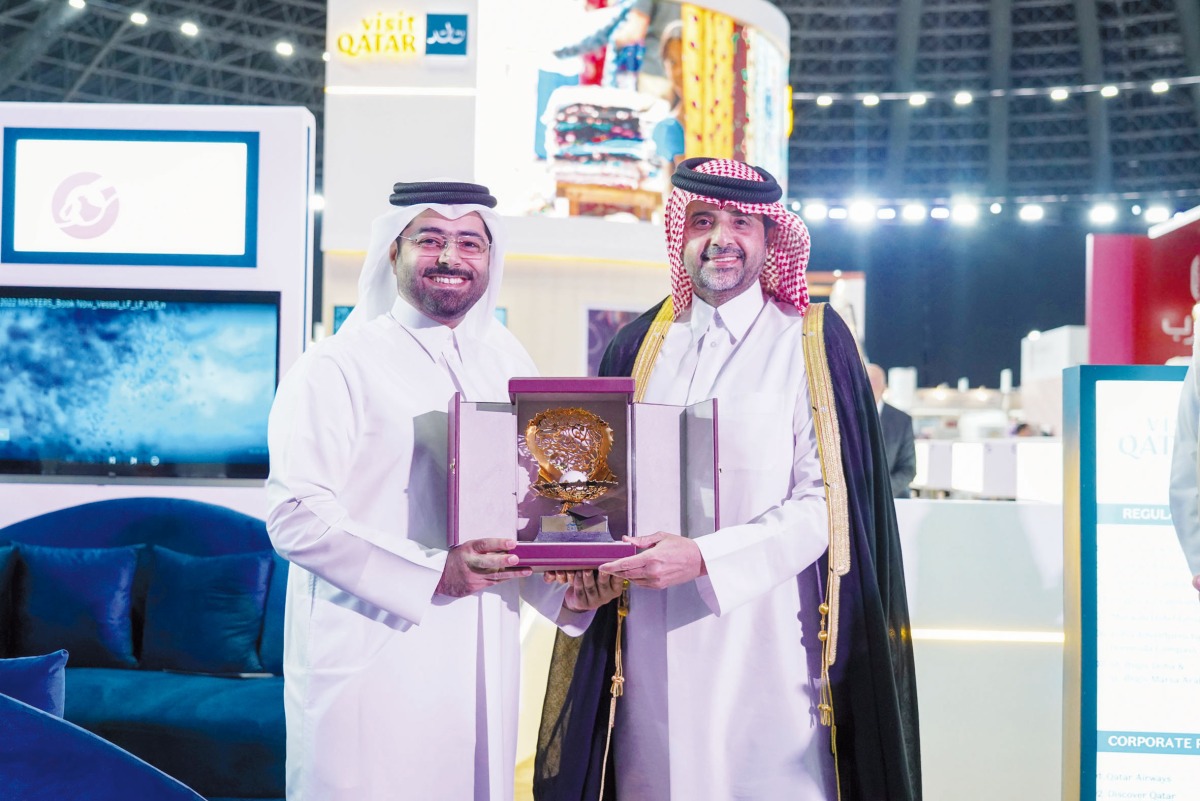 Consul General of Qatar in Jeddah, Rashid bin Saeed Al Khayarin, at Qatar Tourism’s booth.