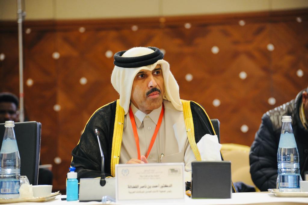 Secretary General of the Shura Council and Chairman of the Association of Secretaries General of Arab Parliaments H E Dr. Ahmed bin Nasser Al Fadala attending the meeting.