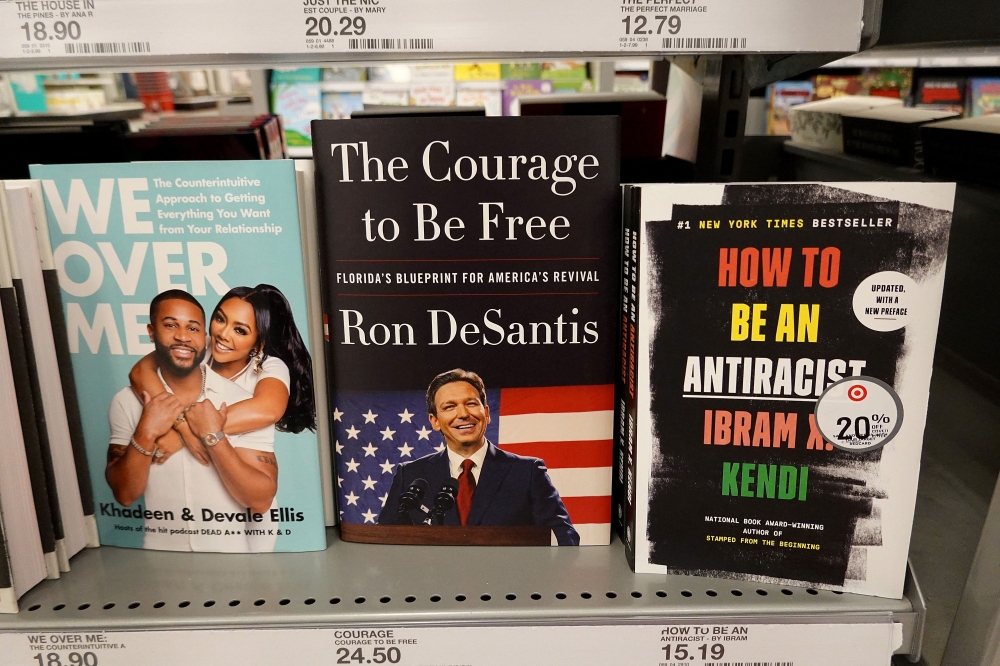 TITUSVILLE, FLORIDA - FEBRUARY 28: Florida Governor Ron DeSantis's book “The Courage to Be Free: Florida’s Blueprint for America’s Revival,” for sale on a store shelf on February 28, 2023 in Titusville, Florida. Gov. Ron DeSantis is reported to be considering a campaign in hopes to become the President of the United States. Joe Raedle/Getty Images/AFP (Photo by JOE RAEDLE / GETTY IMAGES NORTH AMERICA / Getty Images via AFP)