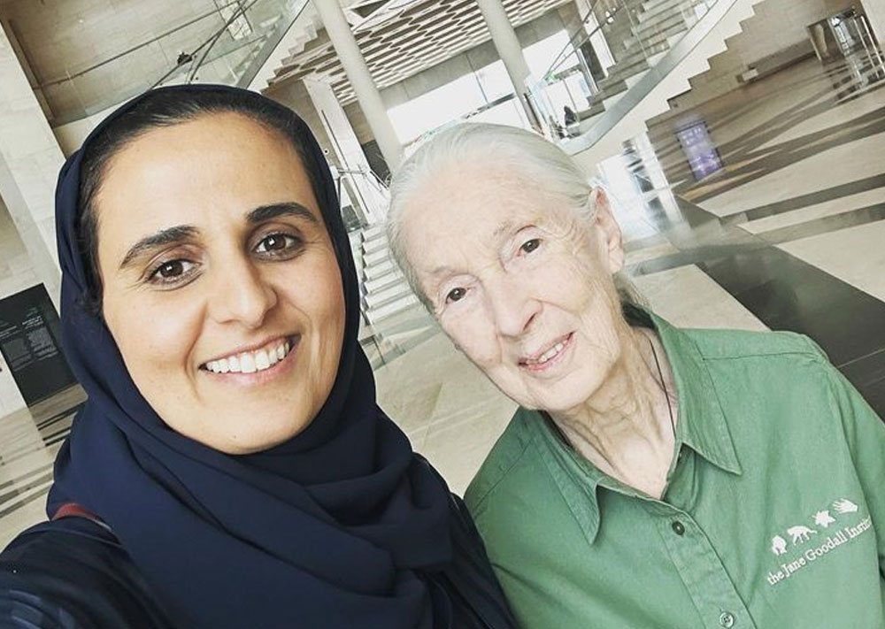 HE Sheikha Al Mayassa bint Hamad bin Khalifa Al Thani, Chairperson of Qatar Museums and Dr. Jane Goodall, DBE, Founder of the Jane Goodall Institute (JGI) and a UN Messenger of Peace.