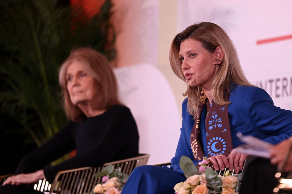 Ukraine's First Lady Olena Zelenska attends the Forbes 30/50 Summit in Abu Dhabi on March 8 2023 in celebration of International Women's Day. (Photo by Karim SAHIB / AFP)