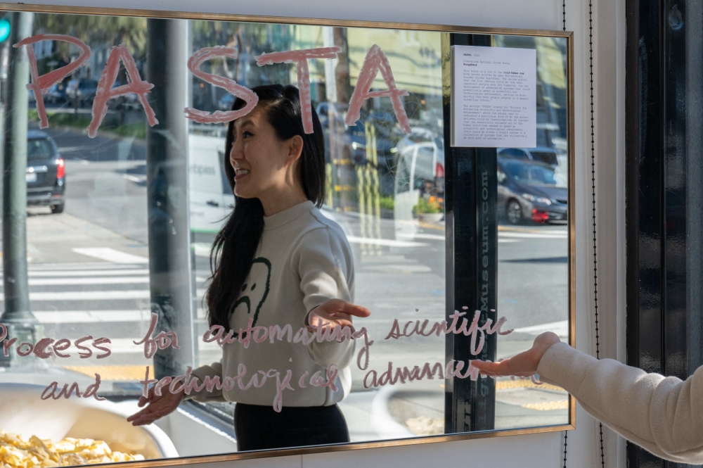 Audrey Kim, curator and artist, at the Misalignment Museum on March 8, 2023 in San Francisco, California. Photo by Amy Osborne / AFP