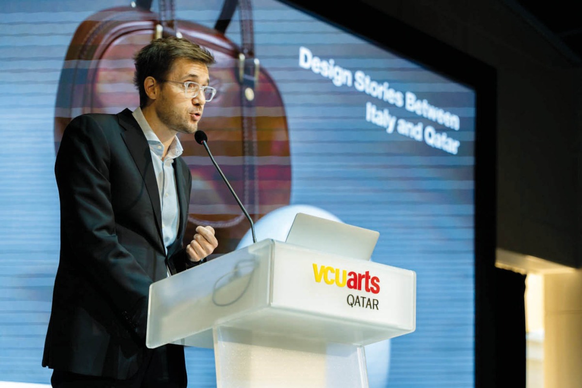 Amir Berbić, Dean of VCUarts Qatar, speaking during the event.