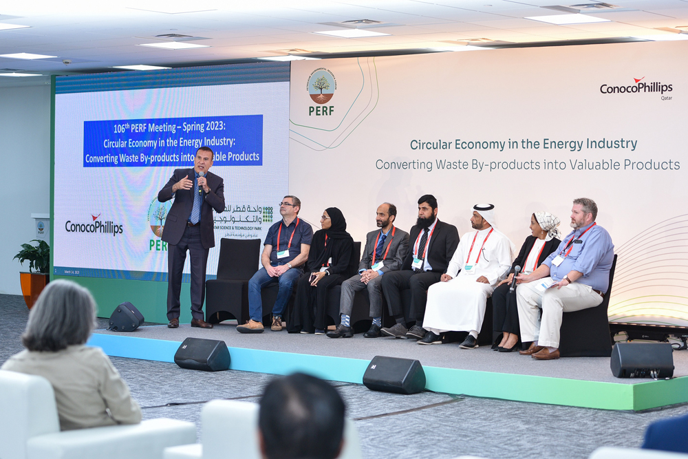 An official addressing the Petroleum Environment Research Forum meeting in Doha.