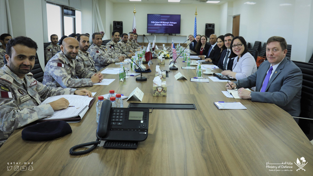 Qatari and US officials during the strategic meeting.