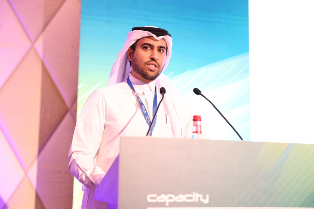 Ooredoo Chief Business Officer, Thani Al Malki, speaking at the Capacity Middle East 2023, in Dubai. 