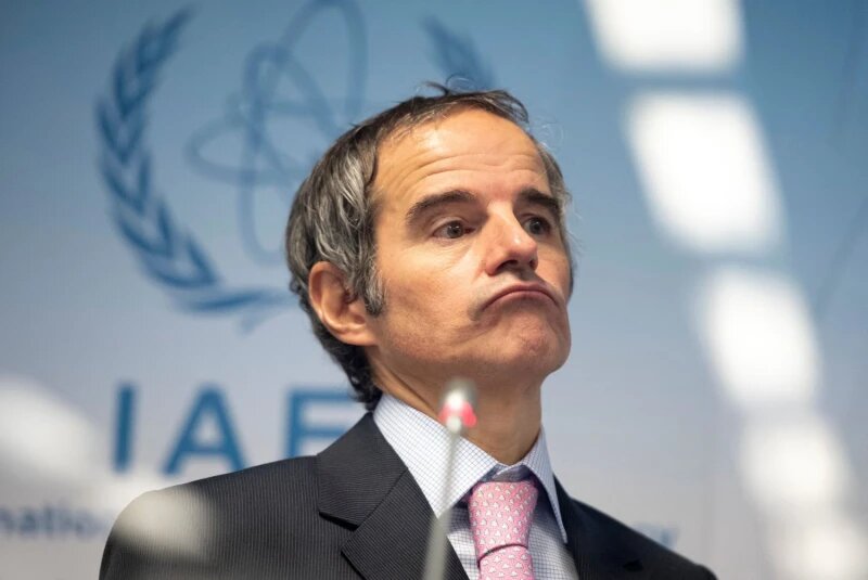 Rafael Grossi, the director general of the International Atomic Energy Agency, holds a press conference at the agency's headquarters in Vienna, on March 1, 2021.  File photo / AFP