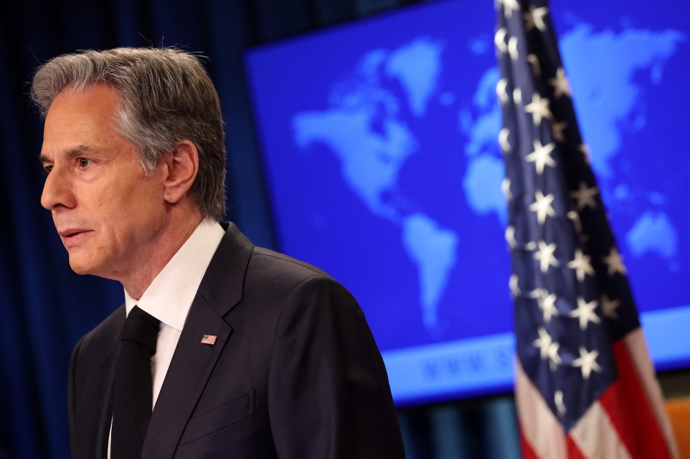 US Secretary of State Anthony Blinken speaks on the release of the 2022 Human Rights Report at the US State Department on March 20, 2023 in Washington, DC. (Kevin Dietsch/Getty Images/AFP)