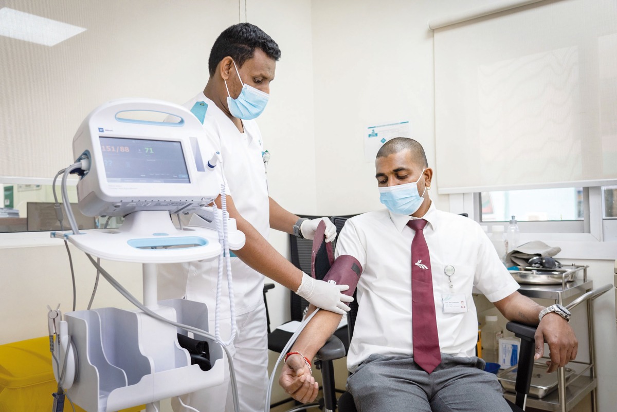 A Mowasalat (Karwa) employee undergoing a medical test during the campaign. 