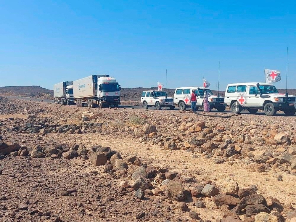 File photo: A convoy of trucks from the International Committee of the Red Cross (ICRC) deliver lifesaving medical supplies are seen on the road to Mekelle, in Tigray region, Ethiopia November 15, 2022. International Committee of the Red Cross/Handout via REUTERS

