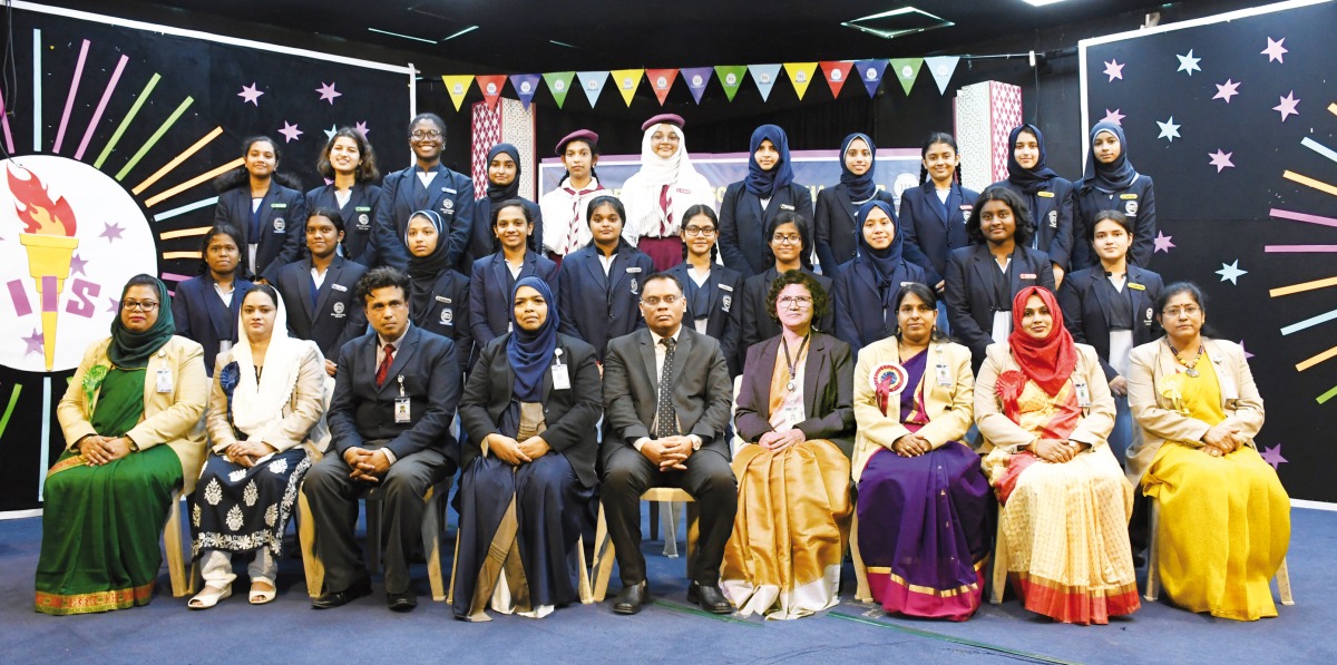 Members of the student councils from Girls’ Section with school management and staff. 