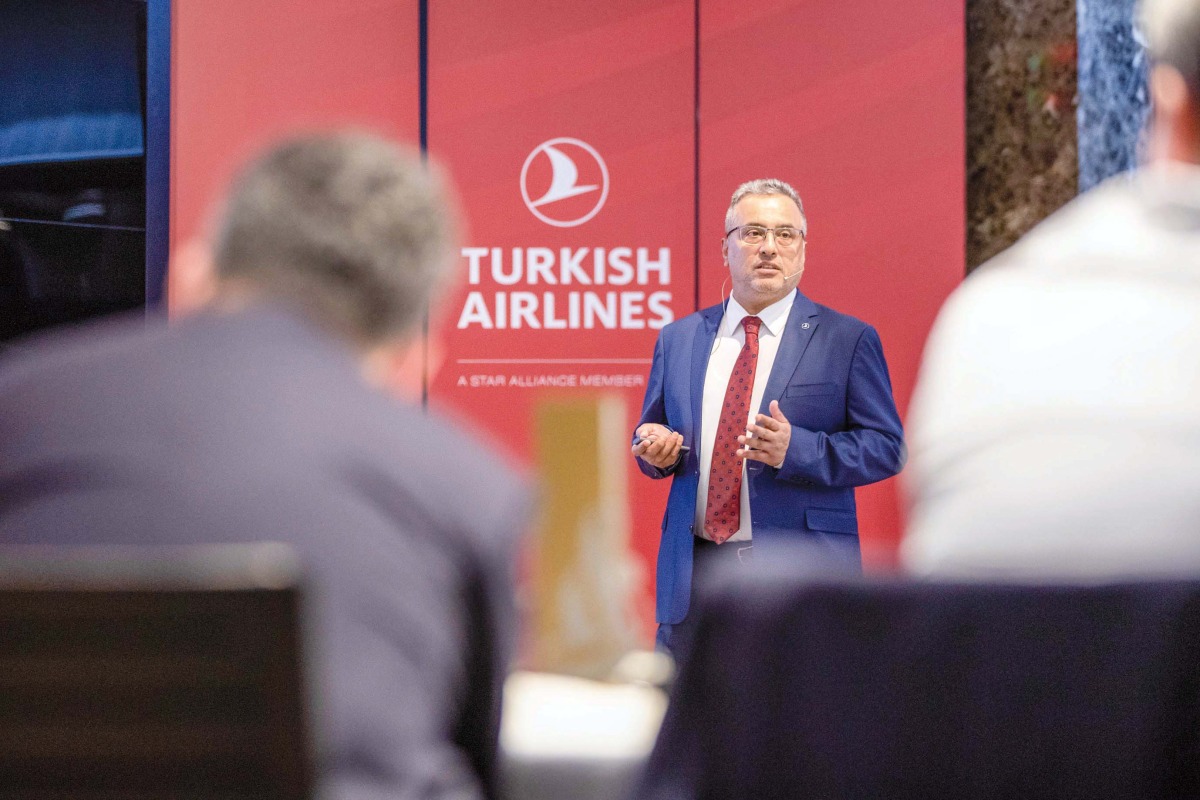 Turkish Airlines Chairman of the Board and Executive Committee, Prof. Dr. Ahmet Bolat speaking during the event.