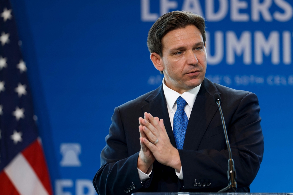 Florida Gov. Ron DeSantis gives remarks at the Heritage Foundation's 50th Anniversary Leadership Summit at the Gaylord National Resort & Convention Center on April 21, 2023 in National Harbor, Maryland. (Photo by Anna Moneymaker / GETTY IMAGES NORTH AMERICA / Getty Images via AFP)