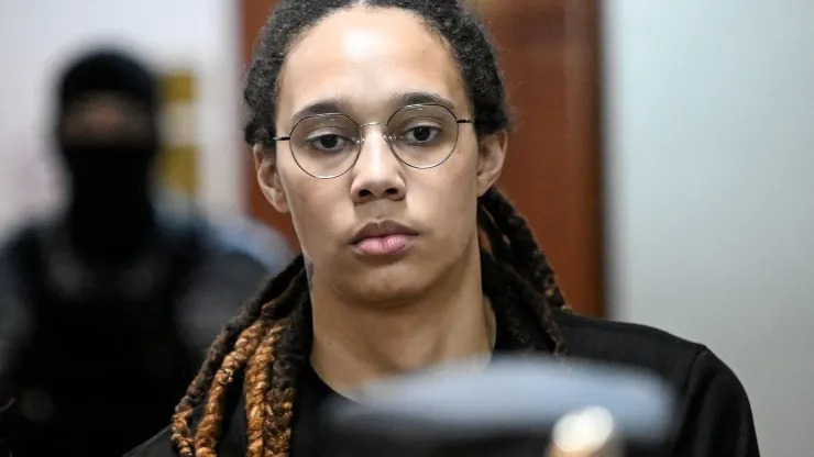 File photo: US WNBA basketball superstar Brittney Griner arrives to a hearing at the Khimki Court, outside Moscow on July 27, 2022. (Kirill Kudryavtsev / AFP / Getty Images)