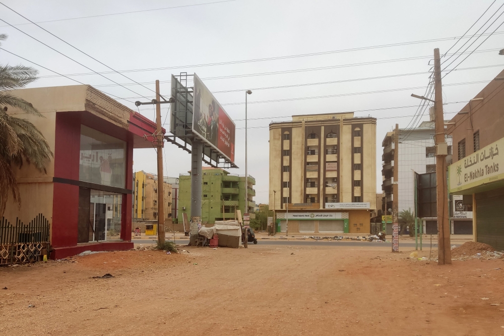 A picture taken on April 30, 2023, shows a closed branch of a bank in the Sudanese capital Khartoum. (Photo by AFP)
