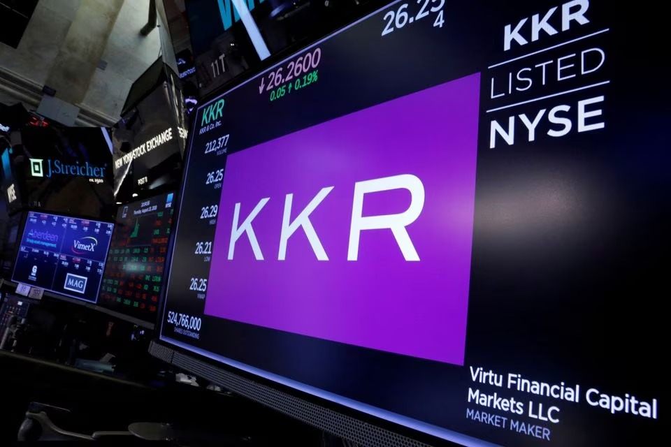 File photo: Trading information for KKR & Co is displayed on a screen on the floor of the New York Stock Exchange (NYSE) in New York, U.S., August 23, 2018. REUTERS/Brendan McDermid
