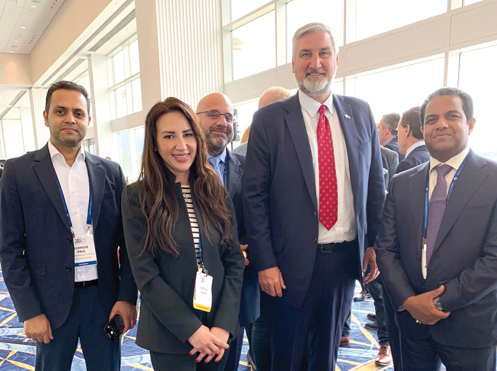 Massachusetts Governor Maura Healey with US Deputy Chief of Mission in Qatar Natalie Baker and delegation members.