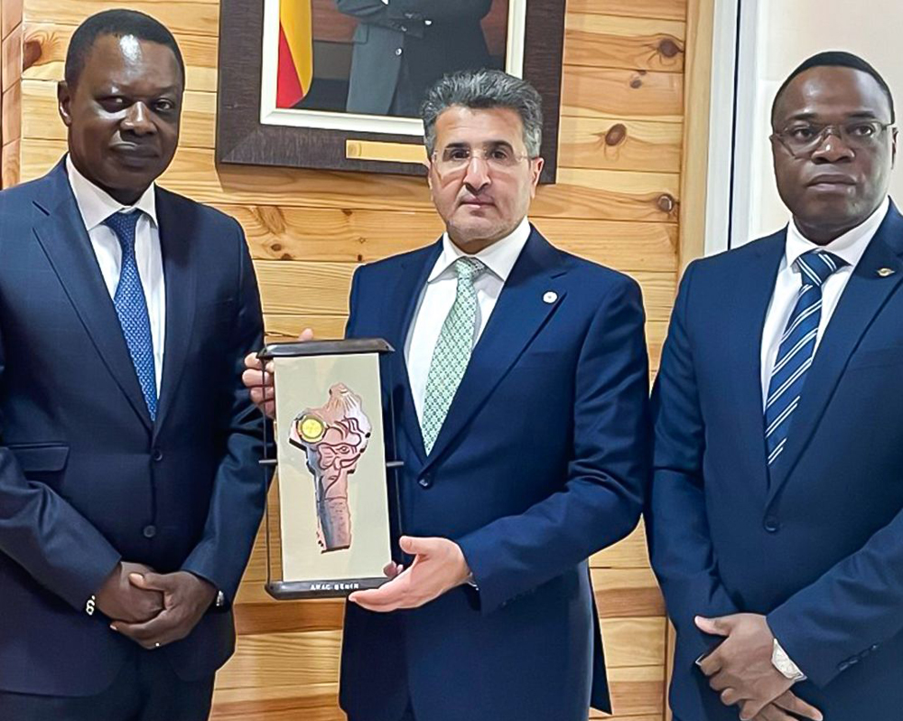 QCAA Acting President Mohammed Faleh Al Hajri with Minister of Infrastructure and Transport of the Republic of Benin Herve Hehomey and the Director General of the National Civil Aviation Agency of the Republic of Benin Karl Legba.
