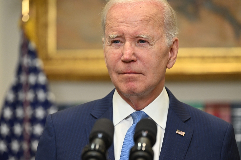 US President Joe Biden speaks about debt negotiations in the Roosevelt Room of the White House in Washington, DC, on May 17, 2023. (Photo by SAUL LOEB / AFP)