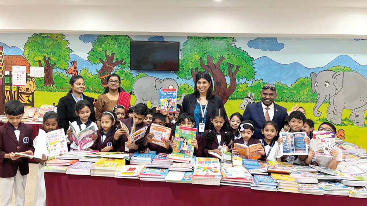 Students browse through books during Birla Book Fair at Birla Public School.