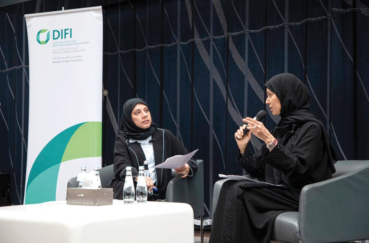 Dr. Sharifa Noaman Al Emadi and H E Dr. Hind bint Abdul Rahman Al Muftah during the session.