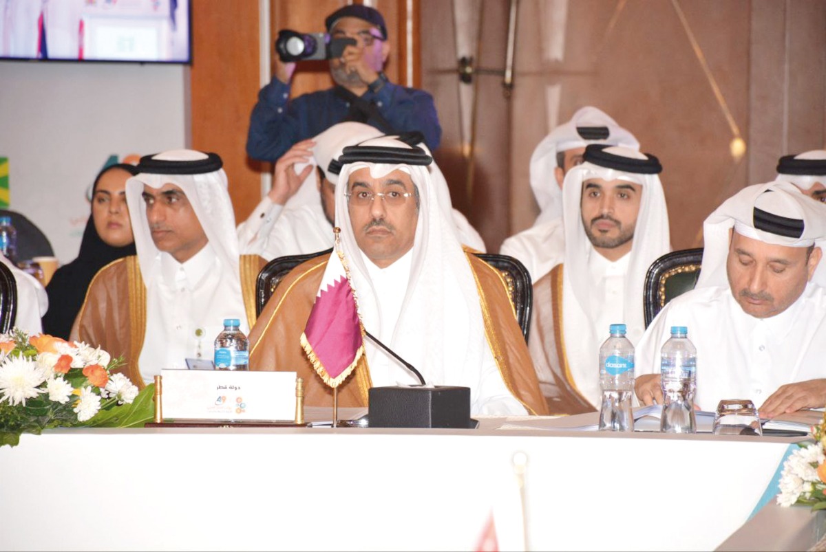 Minister of Labour H E Dr. Ali bin Samikh Al Marri  during the 49th session of the Arab Labour Conference.
