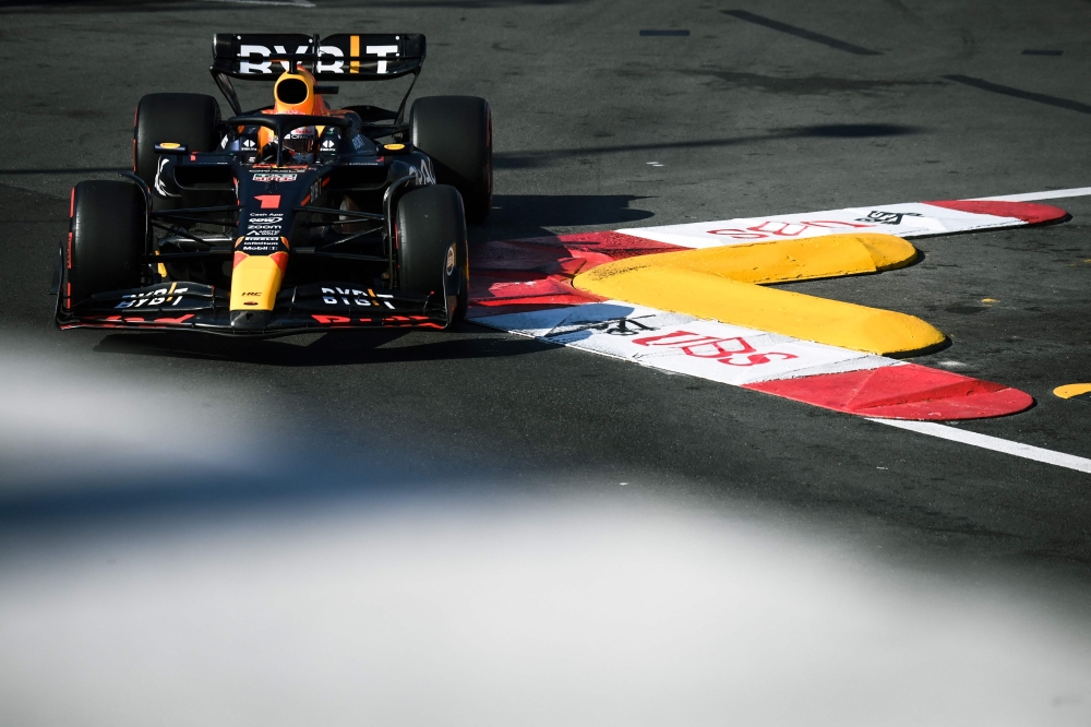 Red Bull Racing's Dutch driver Max Verstappen drives during the second practice session of the Formula One Monaco Grand Prix at the Monaco street circuit in Monaco, on May 26, 2023. (Photo by OLIVIER CHASSIGNOLE / AFP)