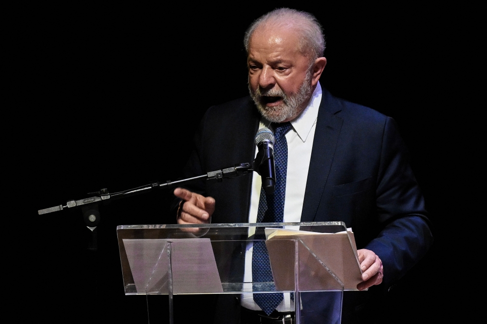 Brazilian President Luiz Inacio Lula da Silva delivers a speech during the Industry Day ceremony at Sao Paulo's State Industry Federation headquarters in Sao Paulo, Brazil on May 25, 2023. (Photo by Nelson Almeida / AFP)