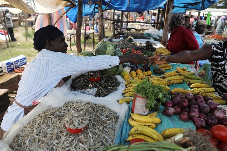 File Photo: A shop owner sells fish at a market stall in the town of Chemase, Nandi county, Kenya August 1, 2022. (REUTERS/Baz Ratner)