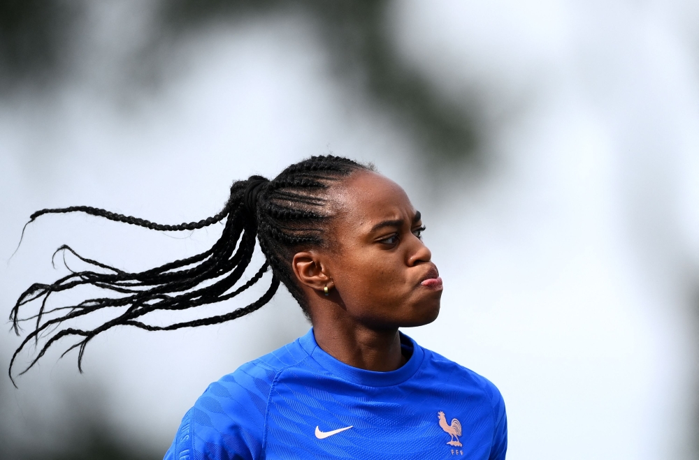 France's forward Marie Antoinette Katoto takes part a training session at the team's base camp in Ashby-de-la-Zouch in central England, on July 11, 2022, during the UEFA Women's Euro 2022 football tournament. (Photo by FRANCK FIFE / AFP) / Image used for representational purposes.