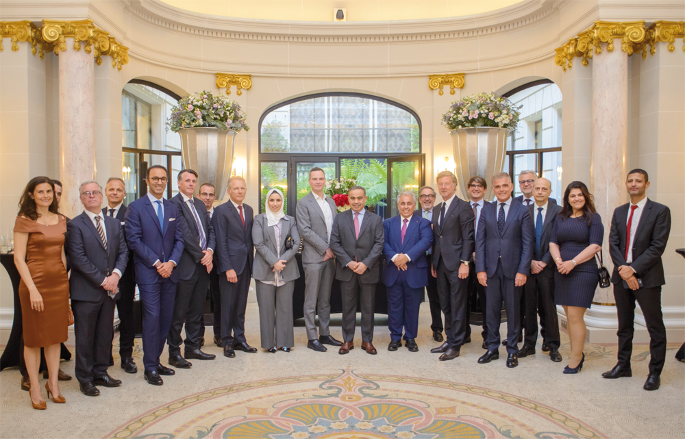 The Minister of Finance H E Ali bin Ahmed Al Kuwari along with other officials during the reception held in Paris yesterday.