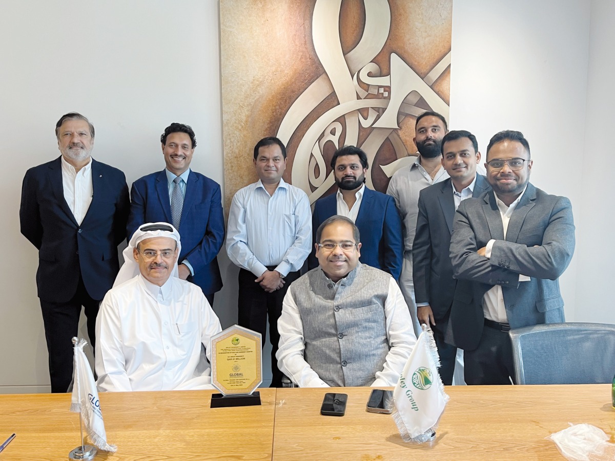 Vice Chairman of GTS Jaber Al Mohannadi (sitting left) and Promoter of Ripley Group Shoumik Bose (sitting right) along with other officials at the ceremony.