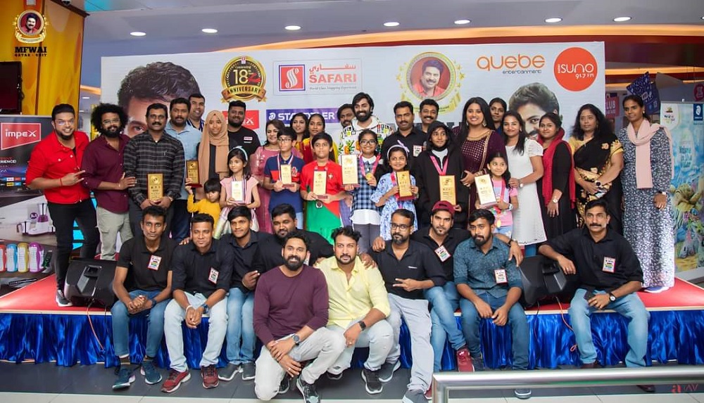 Winners with officials and guests at the painting competition held at Safari Mall Doha recently. 