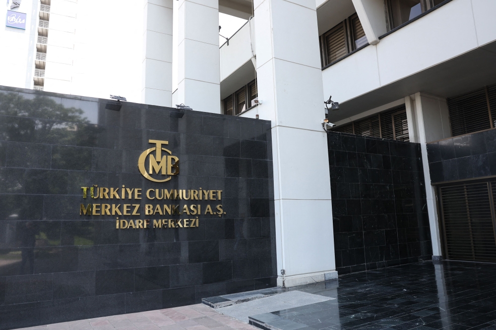 This photograph taken on June 9, 2023, shows the Central Bank of Turkiye, in Ankara. (Photo by Adem Altan / AFP)