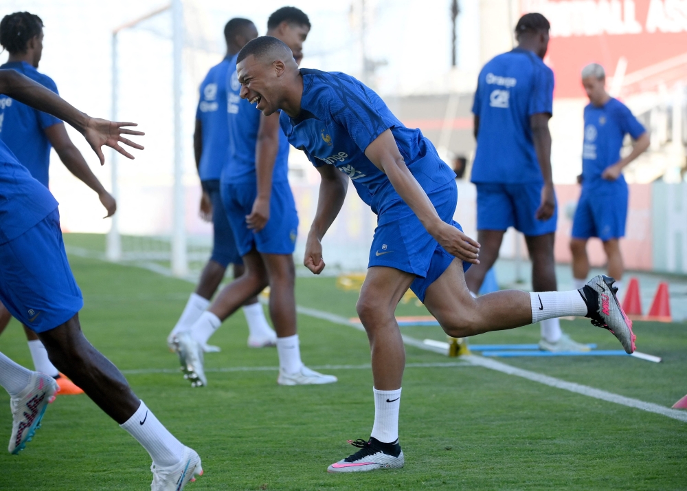 France's forward Kylian Mbappe attends a training session at the Algarve stadium, in Faro on June 15, 2023, on the eve of their UEFA Euro 2024 group B qualification football match against Gibraltar. (Photo by Franck Fife / AFP)