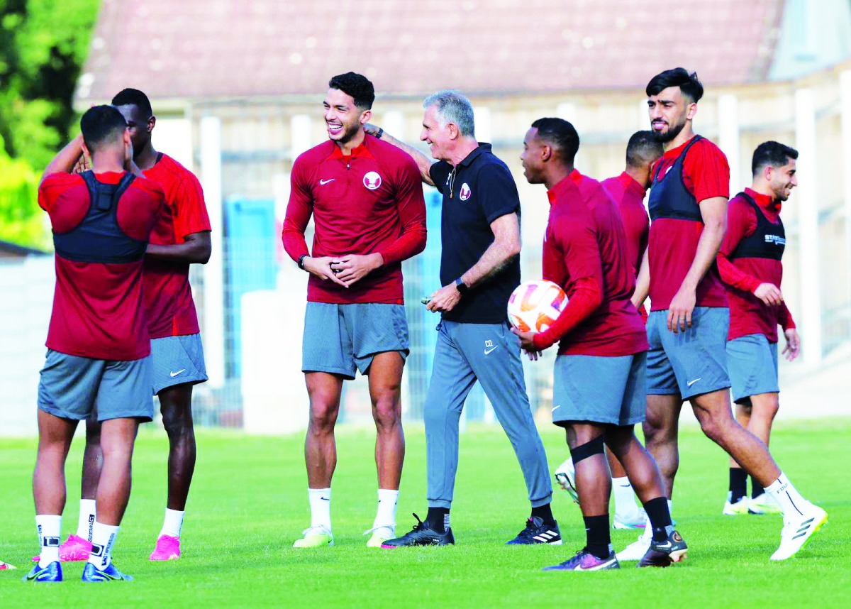 Qatar coach Carlos Queiroz during a training session with players recently.