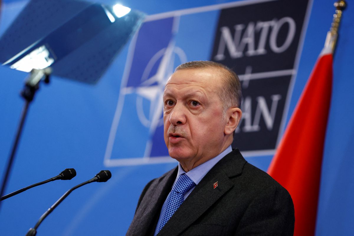 File Photo: Turkish President Tayyip Erdogan speaks during a news conference following a NATO summit, in Brussels, Belgium, March 24, 2022. (REUTERS/Gonzalo Fuentes)