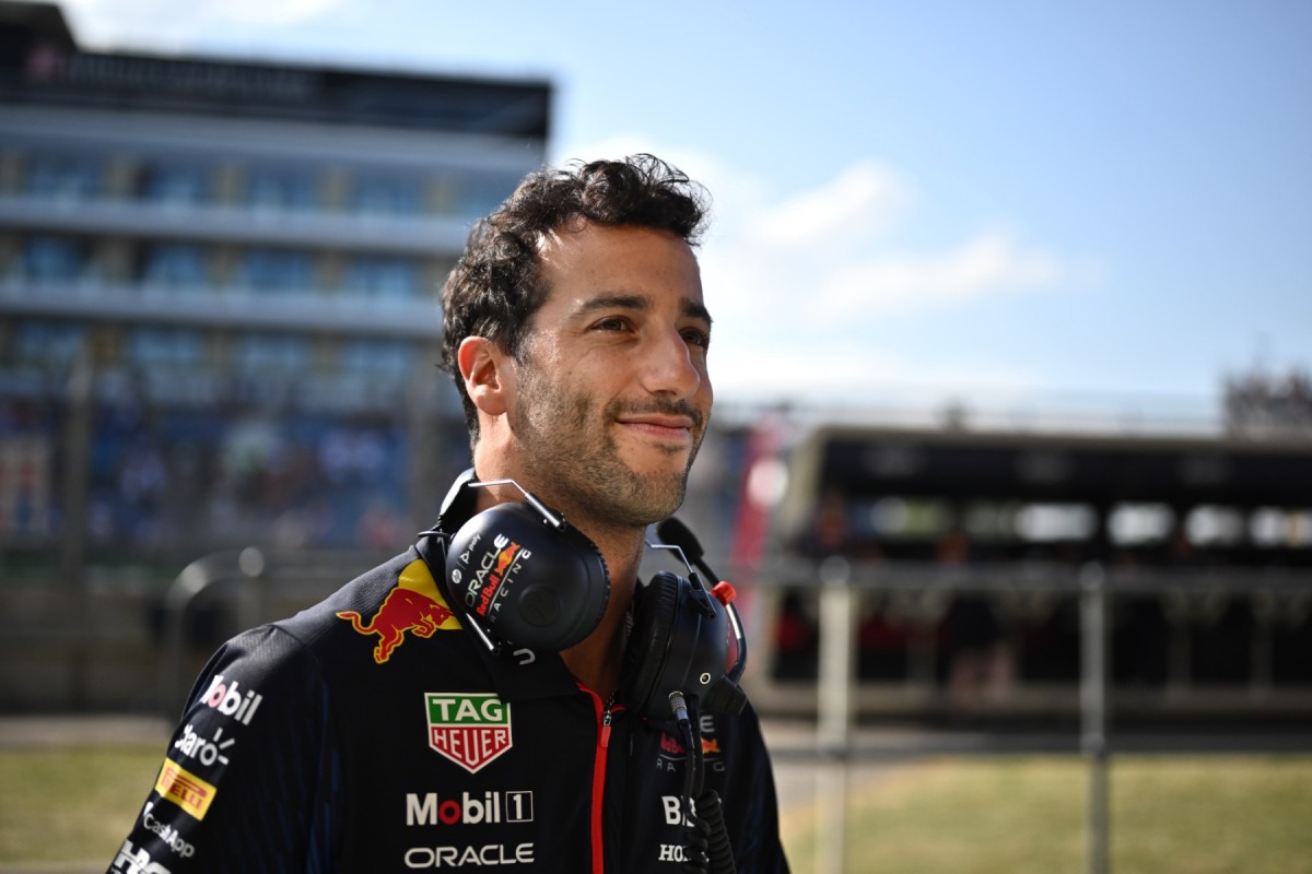 Red Bull Racing's Australian reserve driver Daniel Ricciardo looks on after the second practice session ahead of the Formula One British Grand Prix at the Silverstone motor racing circuit in Silverstone, central England on July 7, 2023. Photo by Ben Stansall / AFP