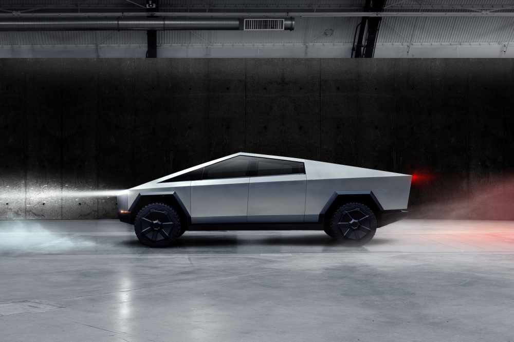 The Cybertruck, Tesla's first electric pickup truck, is seen in this undated handout picture released by the company. Tesla/Handout via Reuters

